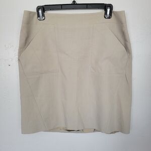 Jil Sander Women's 40 Tan Beige Skirt Made in Italy 100% Wool Mini Midi